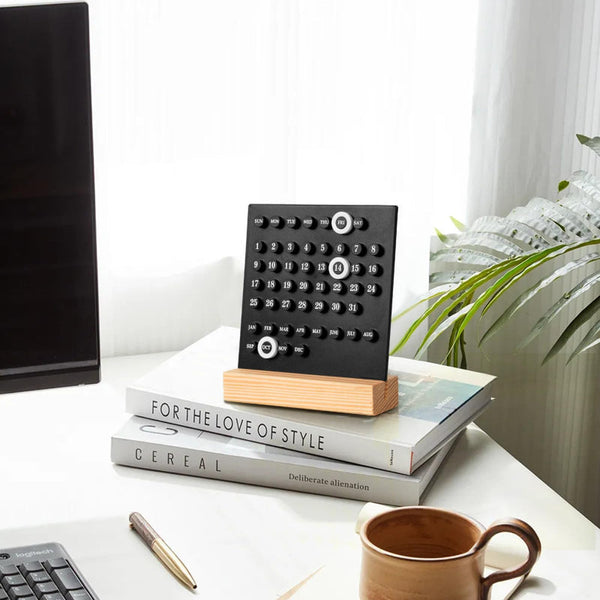 Perpetual Calendar Desk Accessories Home Decor Wooden Table Office Supplies Gadgets Date Indicator White 1 Piece Calendars (Current)