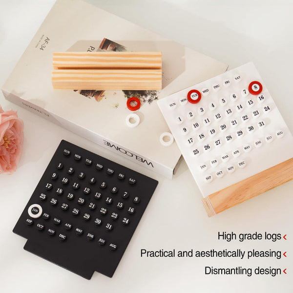 Perpetual Calendar Desk Accessories Home Decor Wooden Table Office Supplies Gadgets Date Indicator White 1 Piece Calendars (Current)
