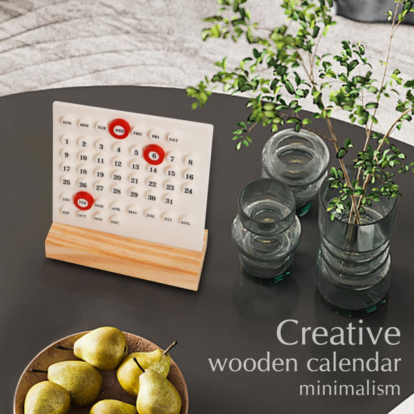 Perpetual Calendar Desk Accessories Home Decor Wooden Table Office Supplies Gadgets Date Indicator Black 1 Piece Calendars (Current)
