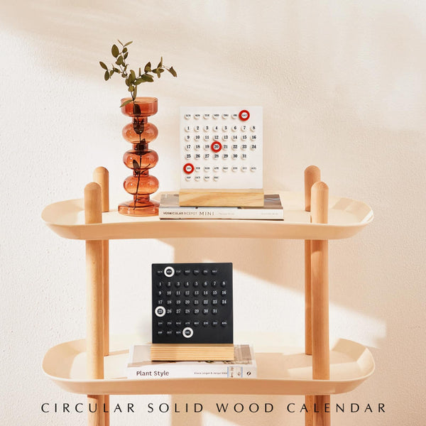 Perpetual Calendar Desk Accessories Home Decor Wooden Table Office Supplies Gadgets Date Indicator Black 1 Piece Calendars (Current)