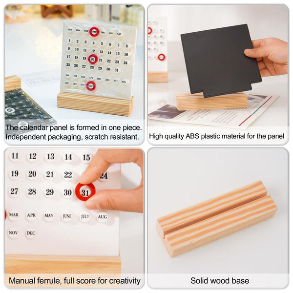 Perpetual Calendar Desk Accessories Home Decor Wooden Table Office Supplies Gadgets Date Indicator Black 1 Piece Calendars (Current)