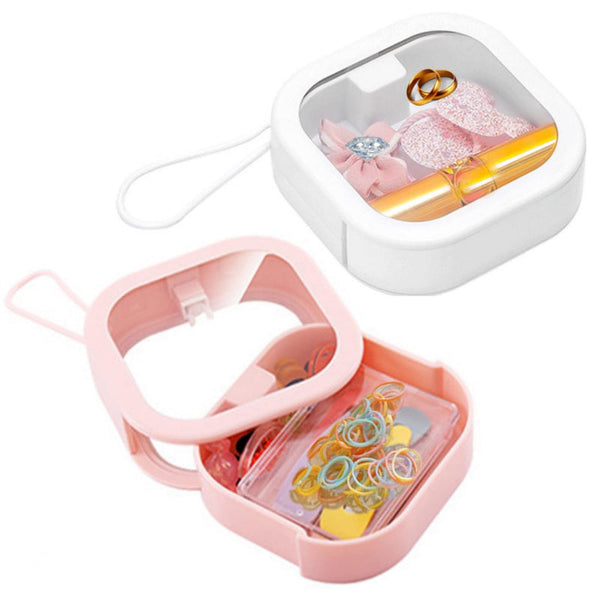 Jewelry Box Storage Cotton Swab Holder Travel Organizer Makeup Hair Accessories Bathroom Cable Tray White Pink 2 Pieces Jewellery Boxes