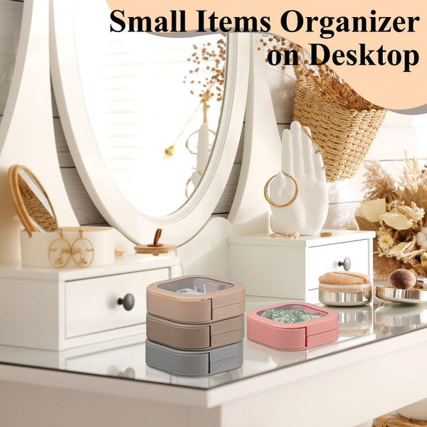 Jewelry Box Storage Cotton Swab Holder Travel Organizer Makeup Hair Accessories Bathroom Cable Tray White Pink 2 Pieces Jewellery Boxes