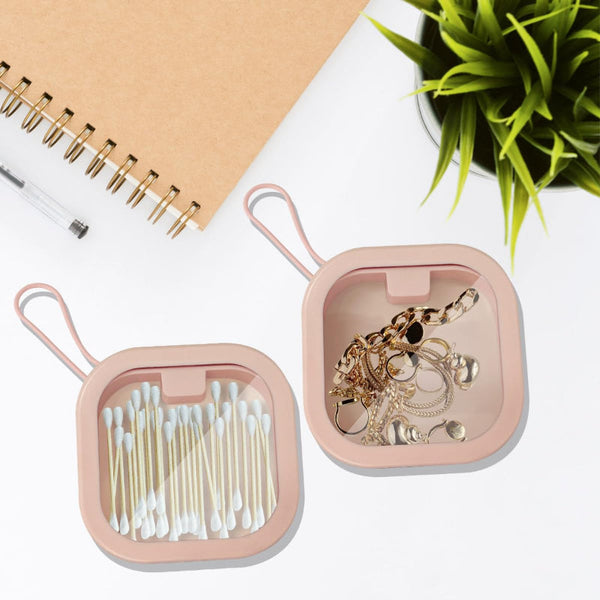 Jewelry Box Storage Cotton Swab Holder Travel Organizer Makeup Hair Accessories Bathroom Cable Tray White Pink 2 Pieces Jewellery Boxes