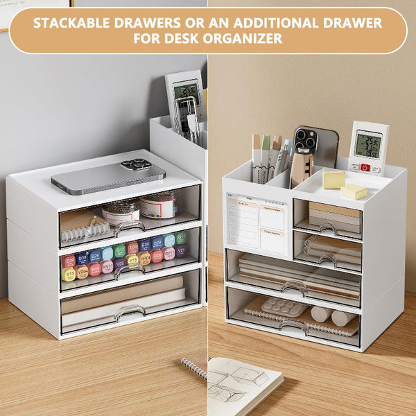 Desk Organizer Chest Of Drawers Storage Office Supplies School Makeup Box Accessories System Stacking Tray White 1 Piece Dressers & Chests Of Drawers