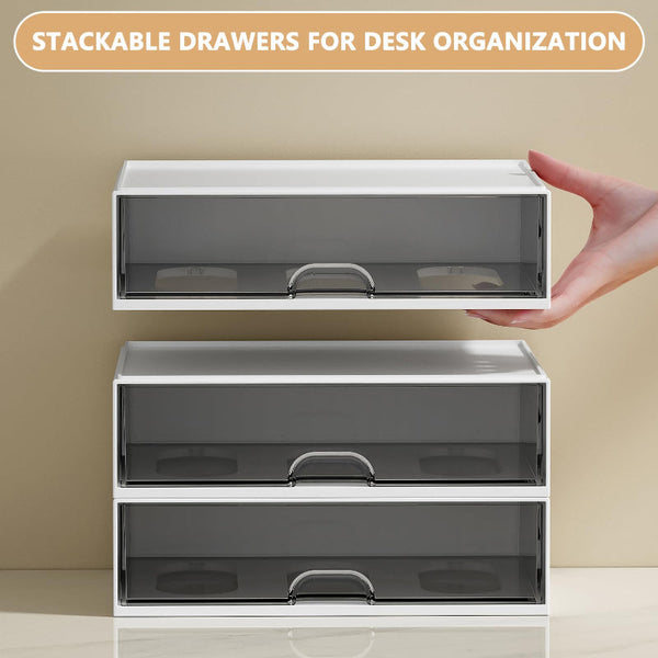 Desk Organizer Chest Of Drawers Storage Office Supplies School Makeup Box Accessories System Stacking Tray White 1 Piece Dressers & Chests Of Drawers