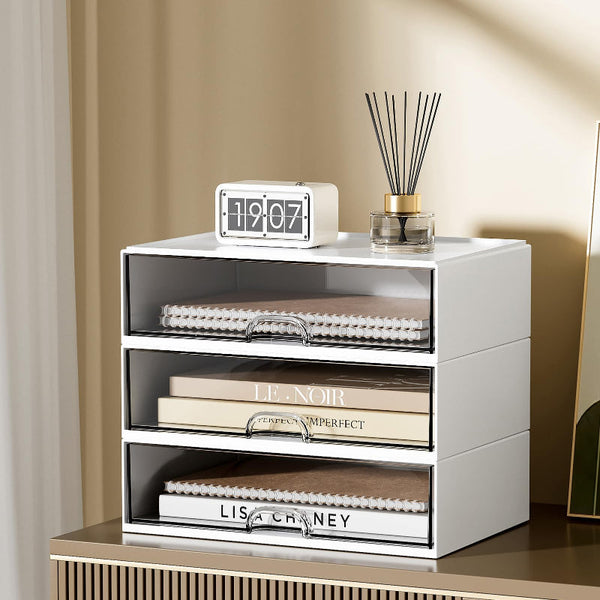Desk Organizer Chest Of Drawers Storage Office Supplies School Makeup Box Accessories System Stacking Tray White 1 Piece Dressers & Chests Of Drawers