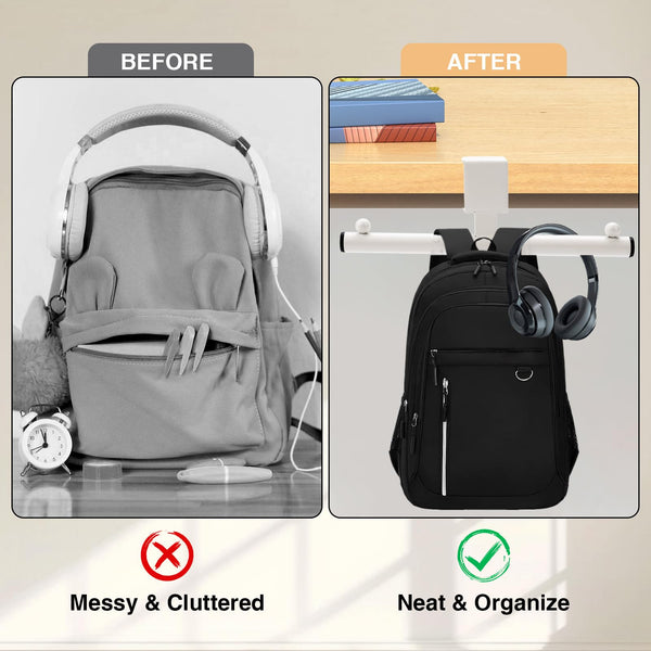 Headphone Holder Bag Hook Desk Organizer White Aluminum Alloy 20Kg Capacity Mounts & Holders