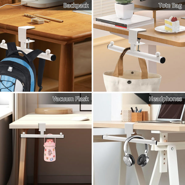 Headphone Holder Bag Hook Desk Organizer White Aluminum Alloy 20Kg Capacity Mounts & Holders