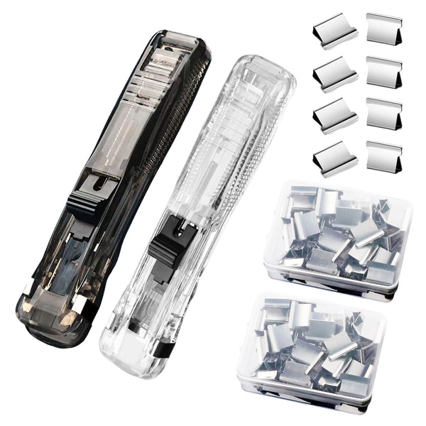 Reusable Paper Clip Stapler Set With 100 Clips Black And White Paperclips