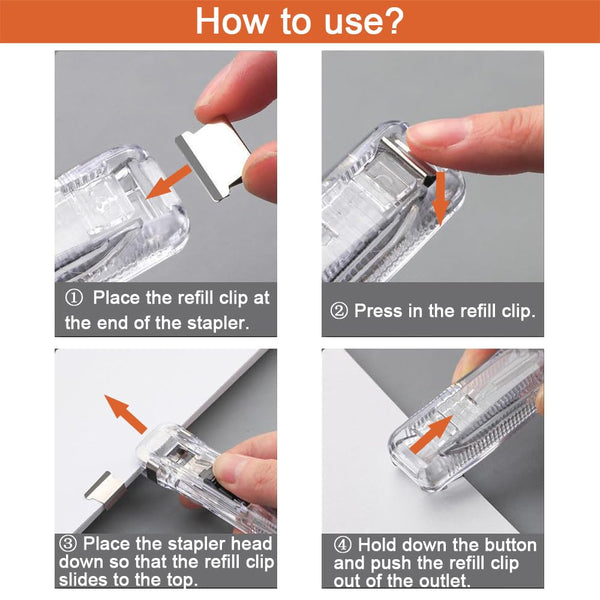 Reusable Paper Clip Stapler Set With 100 Clips Black And White Paperclips