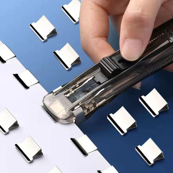 Reusable Paper Clip Stapler Set With 100 Clips Black And White Paperclips