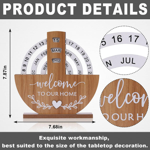 Perpetual Calendar Home Decor Desk Accessories Table Hallway Country Style Welcome To Our Date Month Day Indicator New Gift 1 Piece Calendars (Current