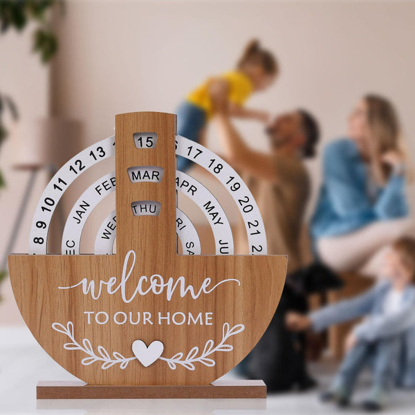 Perpetual Calendar Home Decor Desk Accessories Table Hallway Country Style Welcome To Our Date Month Day Indicator New Gift 1 Piece Calendars (Current