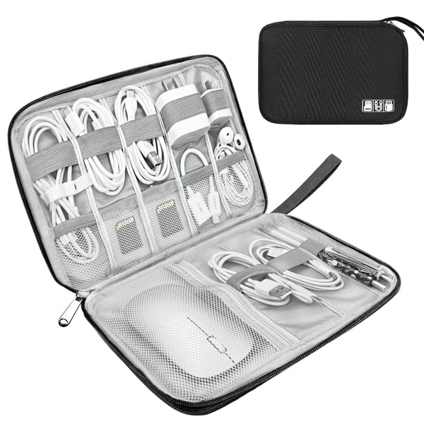 Black Water Repellent Electronics Cable Organizer Bag For Travel Other Travel Accessories