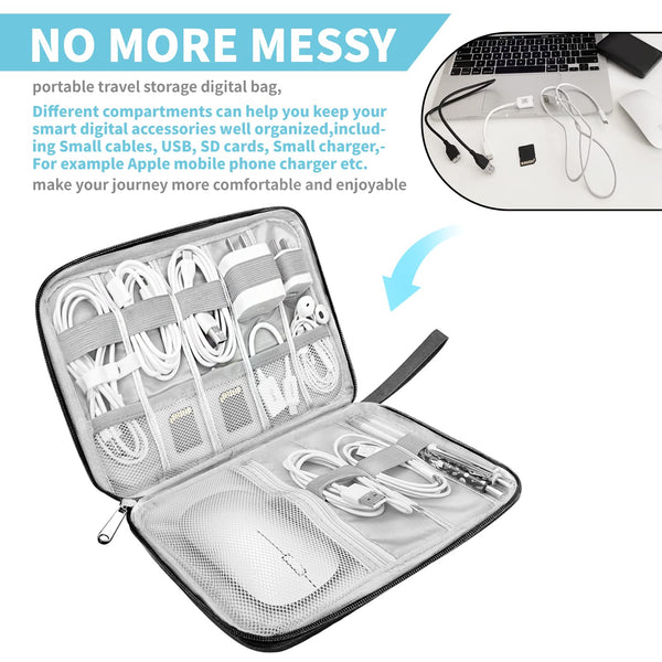 Black Water Repellent Electronics Cable Organizer Bag For Travel Other Travel Accessories