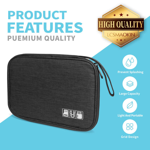Black Water Repellent Electronics Cable Organizer Bag For Travel Other Travel Accessories