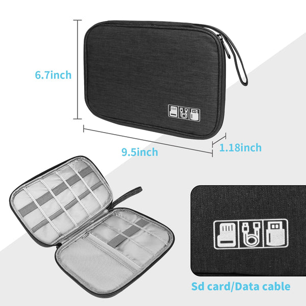 Black Water Repellent Electronics Cable Organizer Bag For Travel Other Travel Accessories