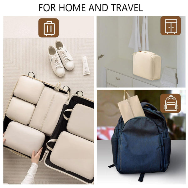 6 Piece Travel Organizer Set Beige Water Repellent Suitcase Luggage Cubes Packing Organisers