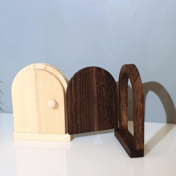 Elf Door Tooth Fairy Gnome Wood Wall Decoration Miniature Diy Crafts Wooden House Interior Accessories Tales Decorative Natural Material Paintable Mag