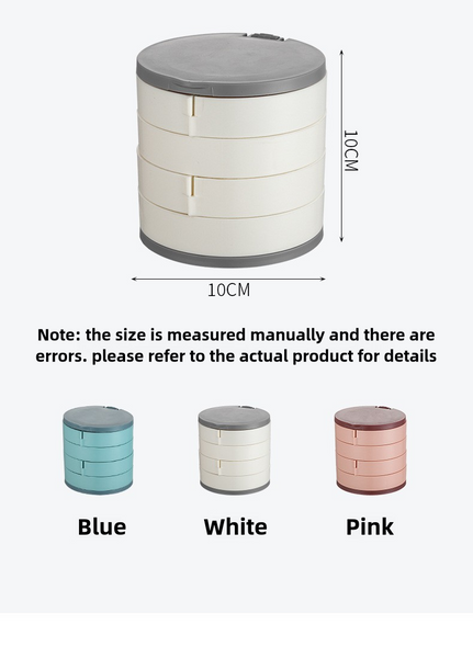 Jewelry Box Organizer Storage With Mirror Make Up Earring Holder Rotating System 4 Layers Compact Accessories Tray Modern Design White 1 Piece Jewelle