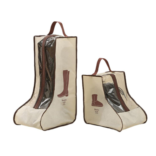 Boot Bag Shoe Storage Dust Cover Travel Organizer Transparent Breathable With Handle Zipper Protective High Boots Ankle White Set Of 2 Storage Bags