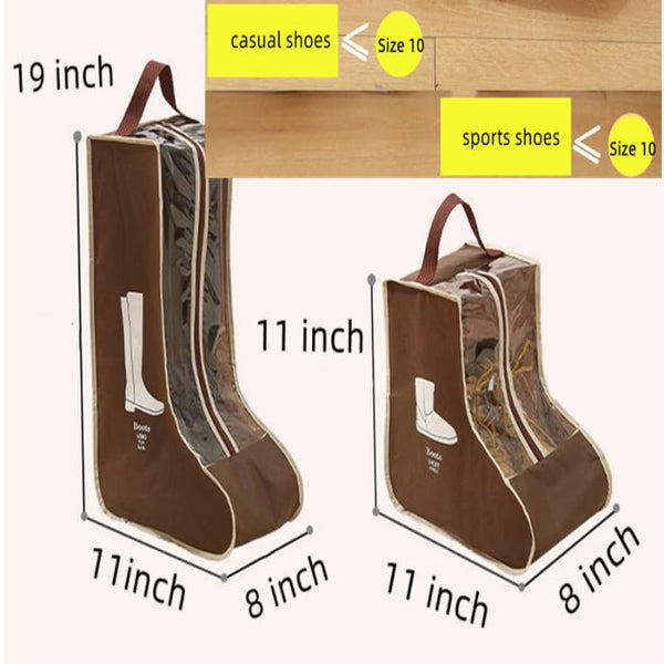 Boot Bag Shoe Storage Dust Cover Travel Organizer Transparent Breathable With Handle Zipper Protective High Boots Ankle White Set Of 2 Storage Bags