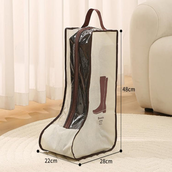 Boot Bag Shoe Storage Dust Cover Travel Organizer Transparent Breathable With Handle Zipper Protective High Boots Ankle White Set Of 2 Storage Bags
