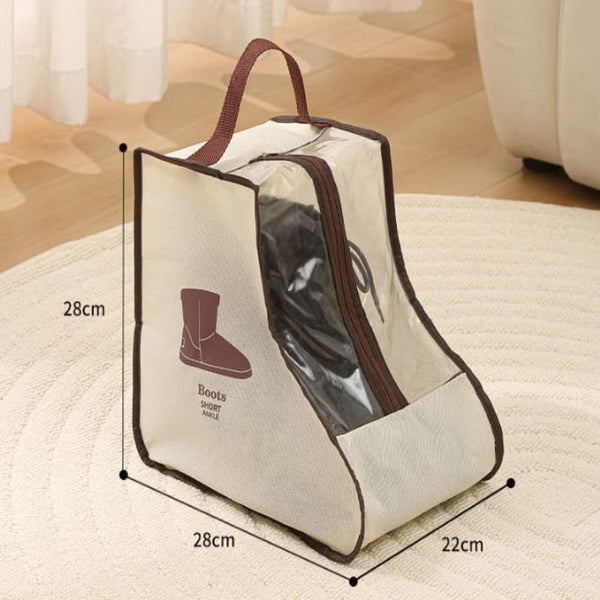 Boot Bag Shoe Storage Dust Cover Travel Organizer Transparent Breathable With Handle Zipper Protective High Boots Ankle White Set Of 2 Storage Bags
