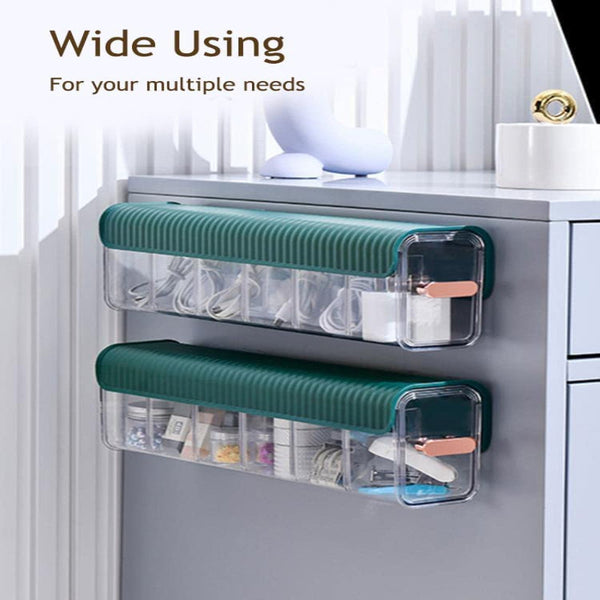 Underwear Sock Wardrobe Organizer Wall Mounted No Drilling Storage Box With 6 Compartments Lingerie Self Adhesive Cable Transparent White 1 Piece Clos