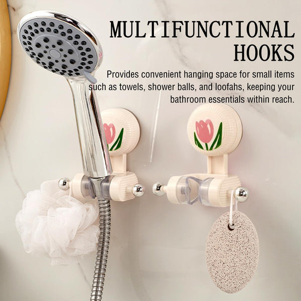 Shower Head Holder With Hooks Self Adhesive Beige Pink Shower Heads & Combos