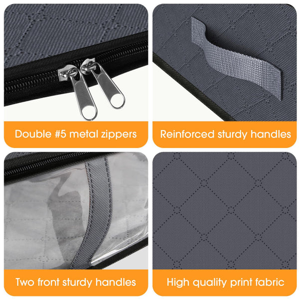Clothing Storage Bag Underbed Box Wardrobe Organizer Duvet Large Textile Foldable Bags Bedding Basket Pillow Fabric Gray 3 Pieces Storage Boxes