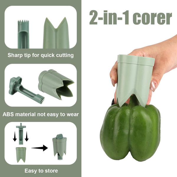 Bell Pepper Pitter Jalapeao Drill Chili Core Remover Universal Vegetable Cutter Kitchen Utensils Seed Handy Aid Fruit And Tool Accessories Green 2 Pie