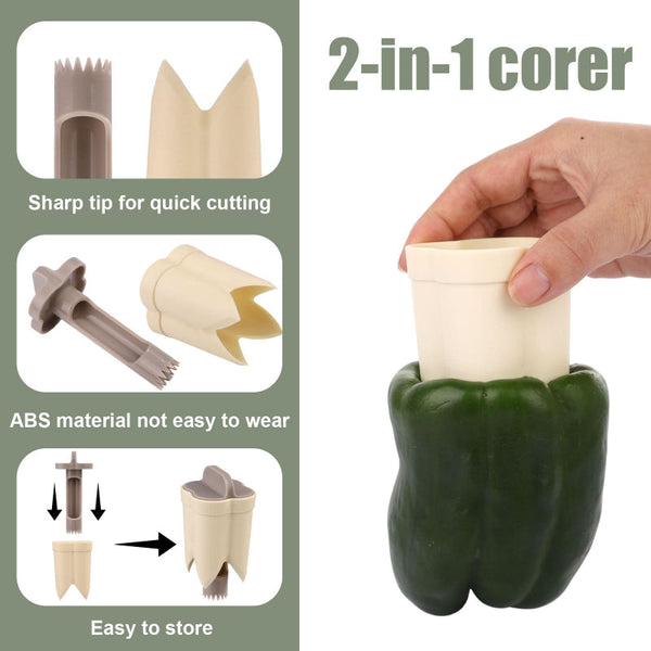 Bell Pepper Pitter Jalapeao Drill Chili Core Remover Universal Vegetable Cutter Kitchen Utensils Seed Handy Aid Fruit And Tool Accessories White 2 Pie