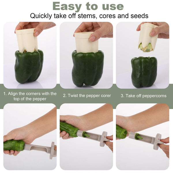 Bell Pepper Pitter Jalapeao Drill Chili Core Remover Universal Vegetable Cutter Kitchen Utensils Seed Handy Aid Fruit And Tool Accessories White 2 Pie