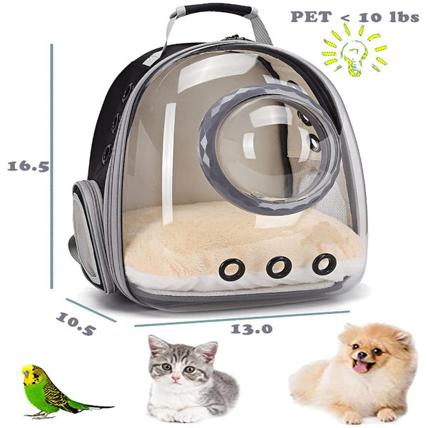 Cat Backpack Travel Basket Carrier Small Dog Transparent Box Bag Breathable With Window Supplies Hiking Black 1 Piece Pet Transport