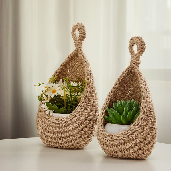 Jute Wall Hanging Storage Baskets Set Of 3 Boho Style Storage Bins & Baskets