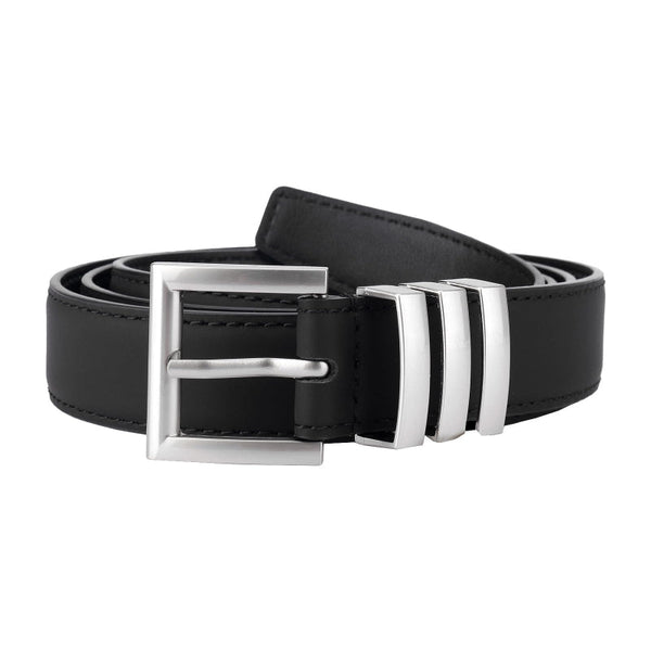 Women Belt Black 2 Pack Faux Leather Waist Jeans Buckle Adjustable Belts