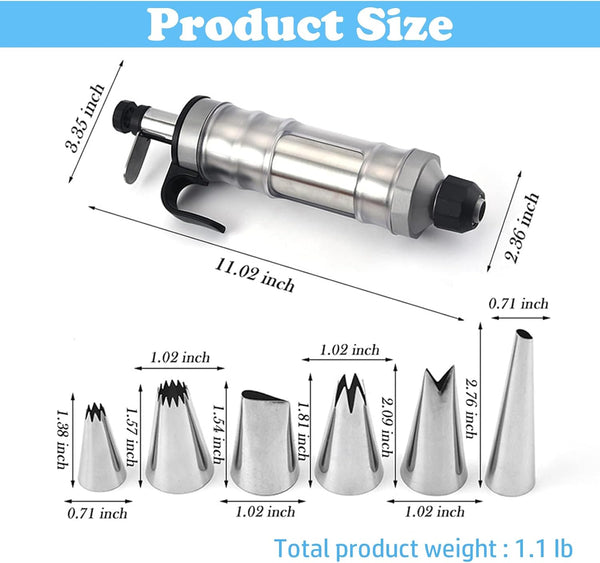 Whipped Cream Maker Garnishing Syringe Nozzle Set Cake Decorating Cookie Press Cupcake Baking Tools Professional Piping Bag Alternative Kitchen Utensi