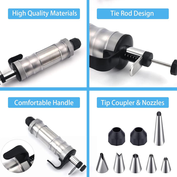 Whipped Cream Maker Garnishing Syringe Nozzle Set Cake Decorating Cookie Press Cupcake Baking Tools Professional Piping Bag Alternative Kitchen Utensi