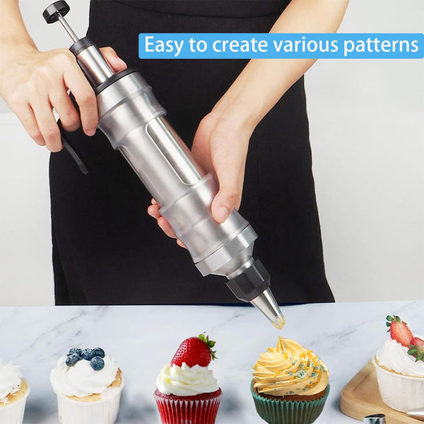 Whipped Cream Maker Garnishing Syringe Nozzle Set Cake Decorating Cookie Press Cupcake Baking Tools Professional Piping Bag Alternative Kitchen Utensi