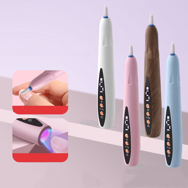 Nail Drill Electric File Manicure Set Pedicure Care Gel Polish Removal Artificial Filing Polishing Acrylic Nails Cordless Rechargeable With Lcd Screen