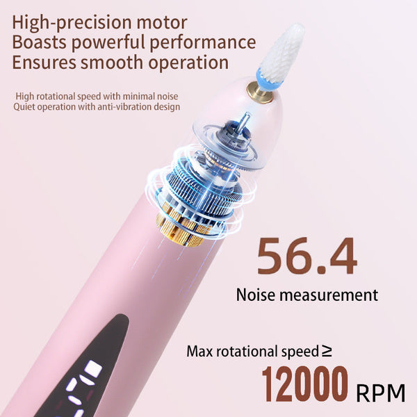 Nail Drill Electric File Manicure Set Pedicure Care Gel Polish Removal Artificial Filing Polishing Acrylic Nails Cordless Rechargeable With Lcd Screen