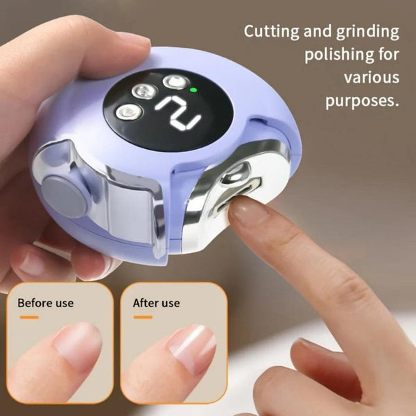 Electric Nail Clipper Automatic Trimmer Manicure Set Care File Rechargeable With Lcd Screen Scissors Hand Polishing Cordless Styling White 1 Piece Man