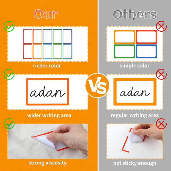 20 Sheets Multicolor Name Labels 12 X 7 Inch 3.5 2.25 Paper Products