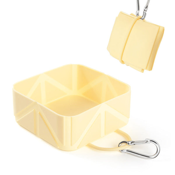 Foldable Dog Food Bowl Drinking Travel Water Supplies Hiking Camping On The Go Silicone Portable Accessories Light Yellow 1 Piece Dog Bowls