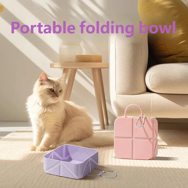 Foldable Dog Food Bowl Drinking Travel Water Supplies Hiking Camping On The Go Silicone Portable Accessories Dark Blue 1 Piece Dog Bowls