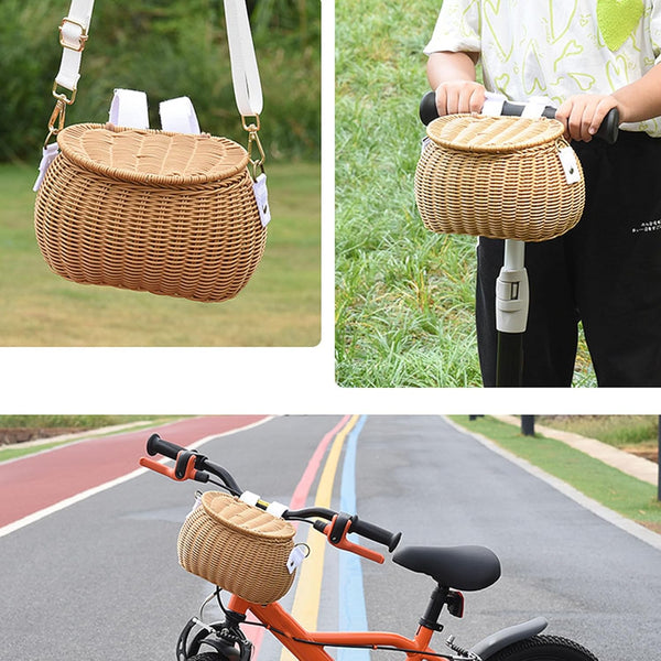Handmade Wicker Bicycle Basket For Handlebars Retro Design