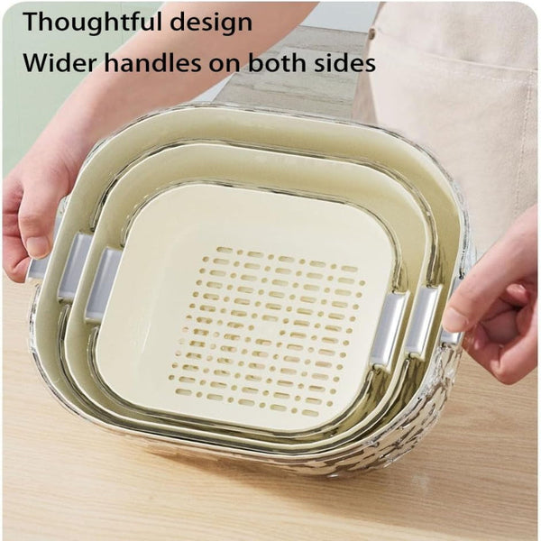 Colander Kitchen Sieve Fruit Basket Vegetable Draining Set Washing Double Layered With Bowl Organization Fruits And Vegetables Pasta Rice Stackable Mu