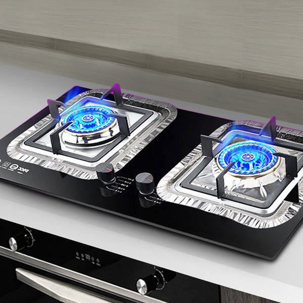 Universal Gas Stove Burner Protectors Square Aluminum Foil Liners (50 Pack)